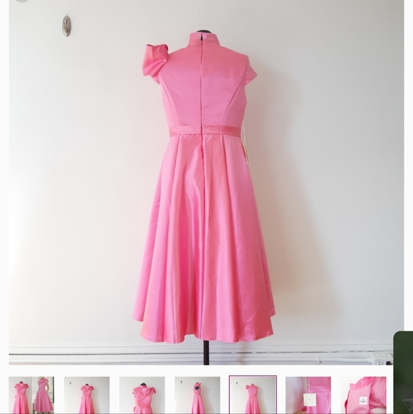 Lan Ting | Mother of the Bride Vintage Bow Dress in Candy Pink - Picture 4 of 10